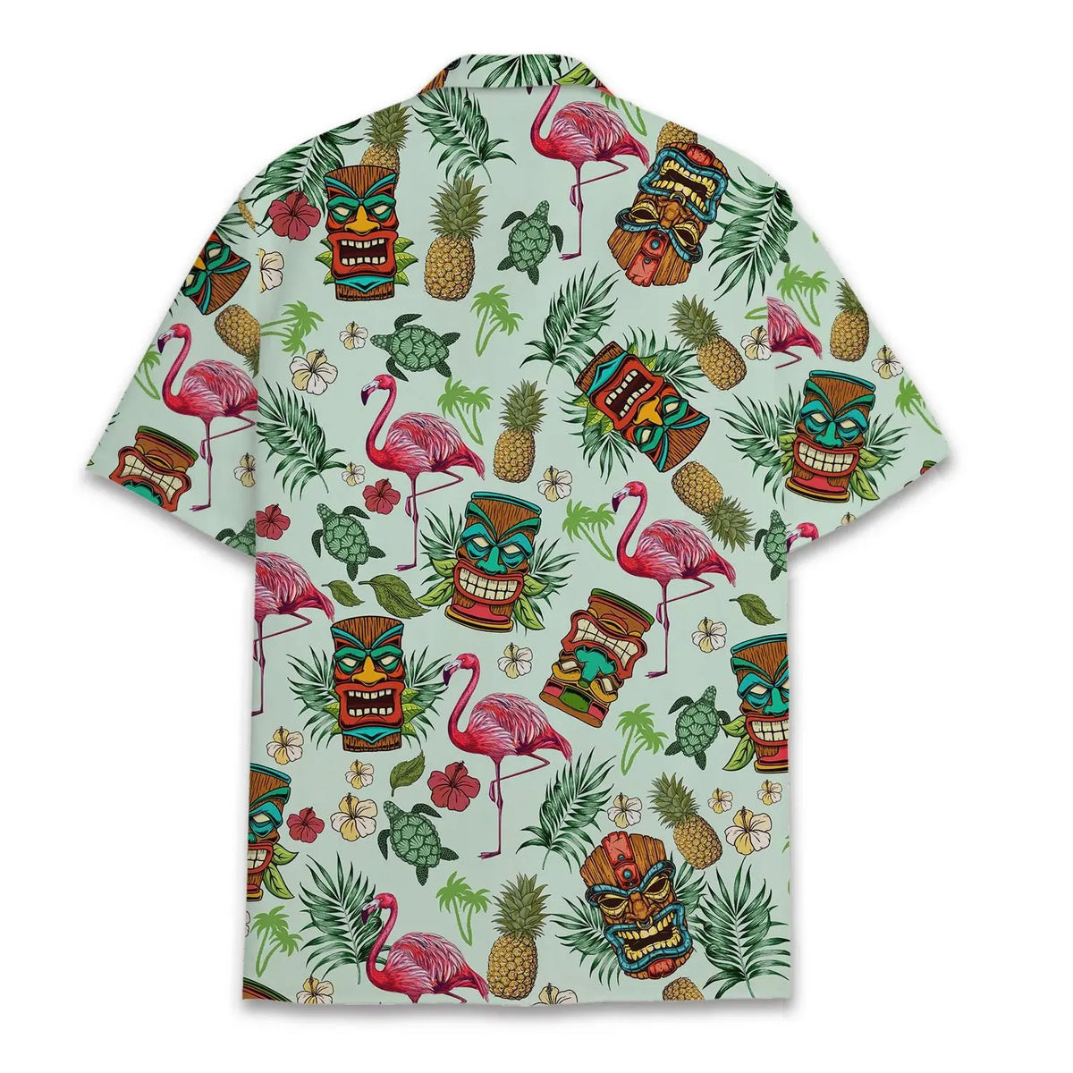 Tropical Tiki Flamingo And Tiki Unisex Hawaiian Shirt Aloha Shirt