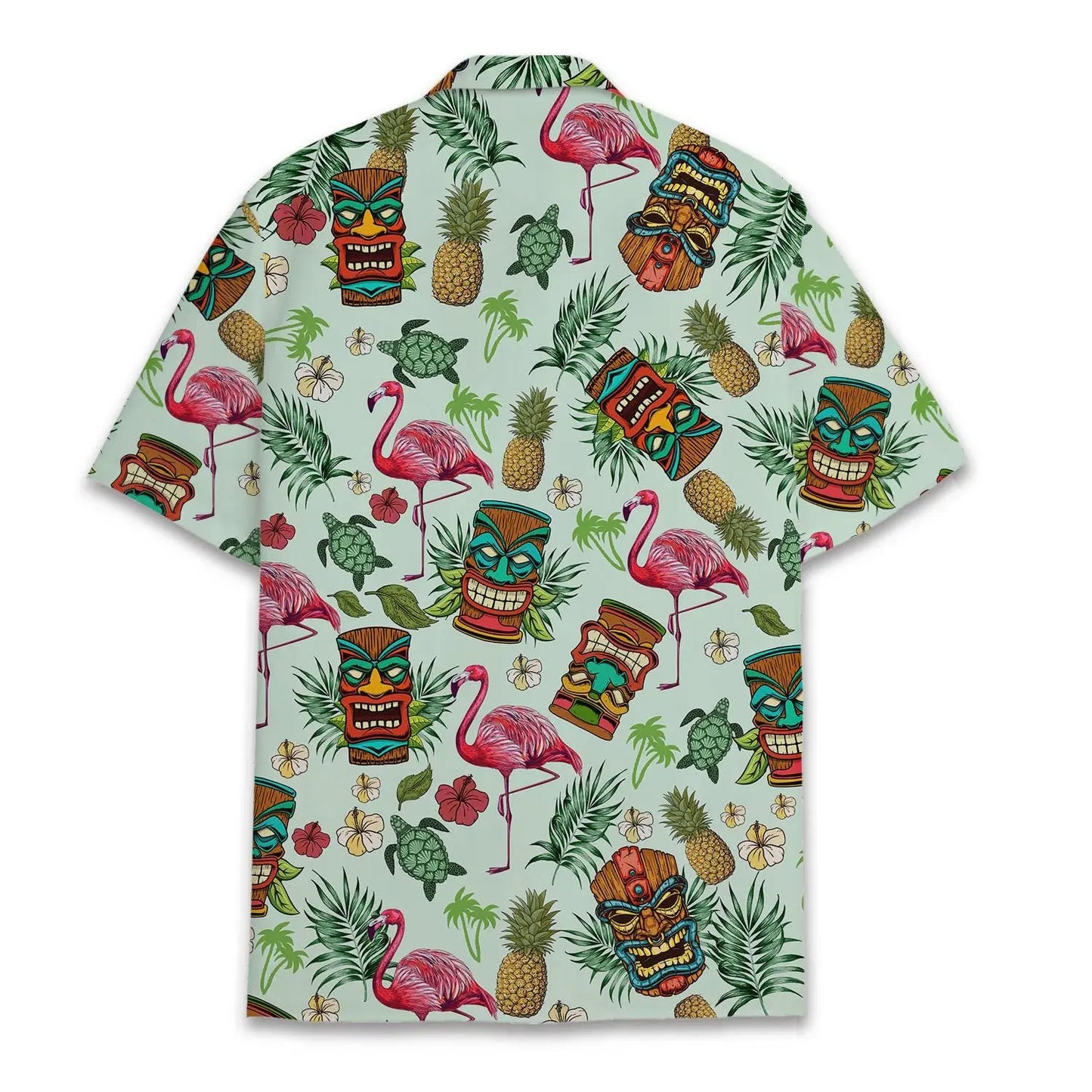 Tropical Tiki Flamingo And Tiki Unisex Hawaiian Shirt Aloha Shirt