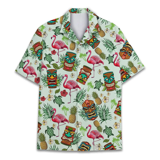 Hawaiian Shirt / Adults / S Tropical Tiki Flamingo And Tiki Unisex Hawaiian Shirt Aloha Shirt
