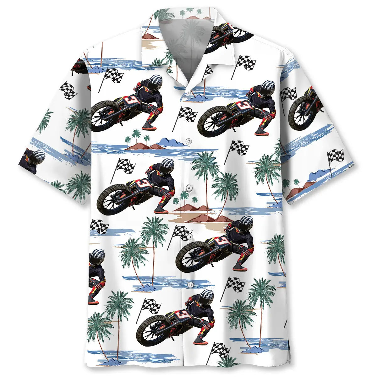 Hawaiian Shirt / Adults / S Tropical Flat-Track Bike Racing Hawaiian Shirt