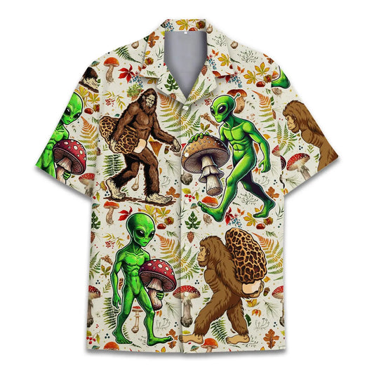 Hawaiian Shirt / Adults / S Bigfoot And Alien Mushroom Unisex Hawaiian Shirt Aloha Shirt