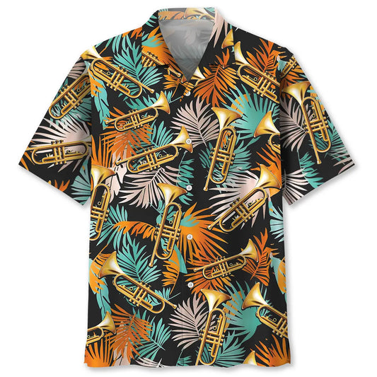 Hawaiian Shirt / Adults / S Tropical Orange Trumpet Hawaiian Shirt