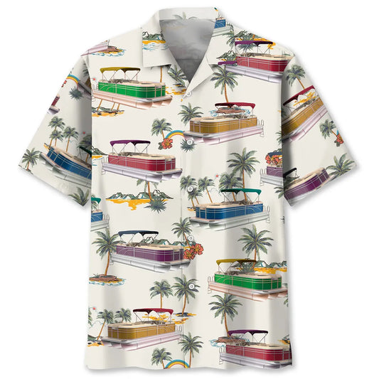 Hawaiian Shirt / Adults / S Tropical Palm Tree Pontoon Hawaiian Shirt