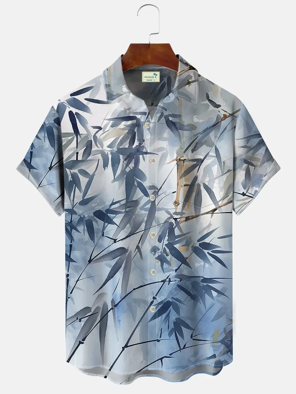 Tropical Plant Hawaiian Bamboo Ink Smudged Hawaiian Shirt