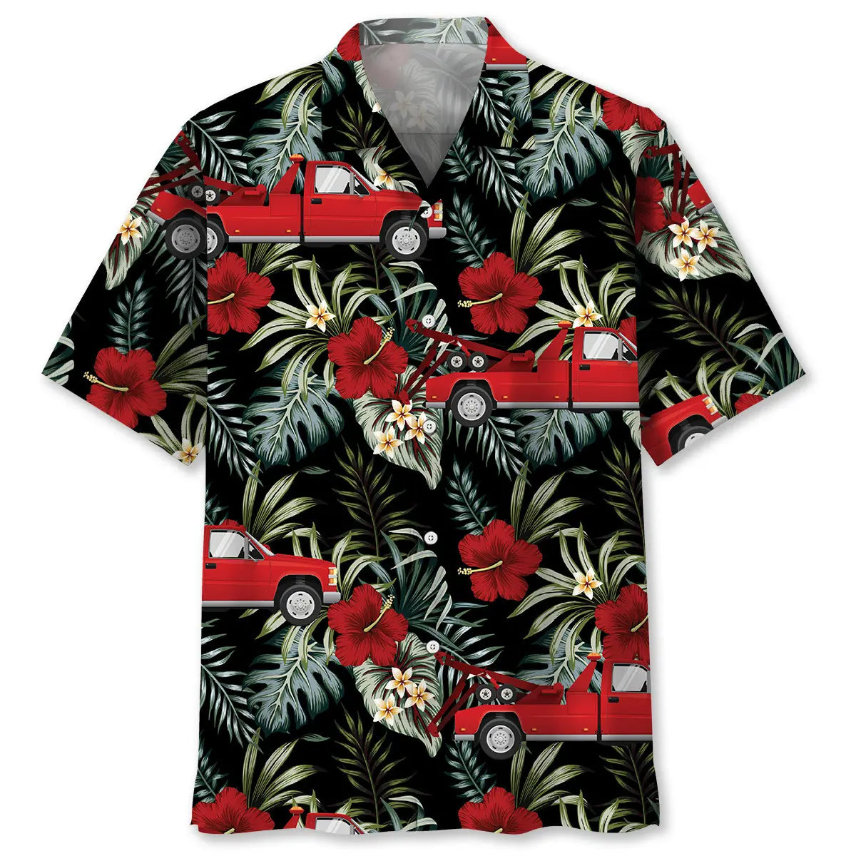 Hawaiian Shirt / Adults / S Tropical Red Tow Truck Hawaiian Shirt