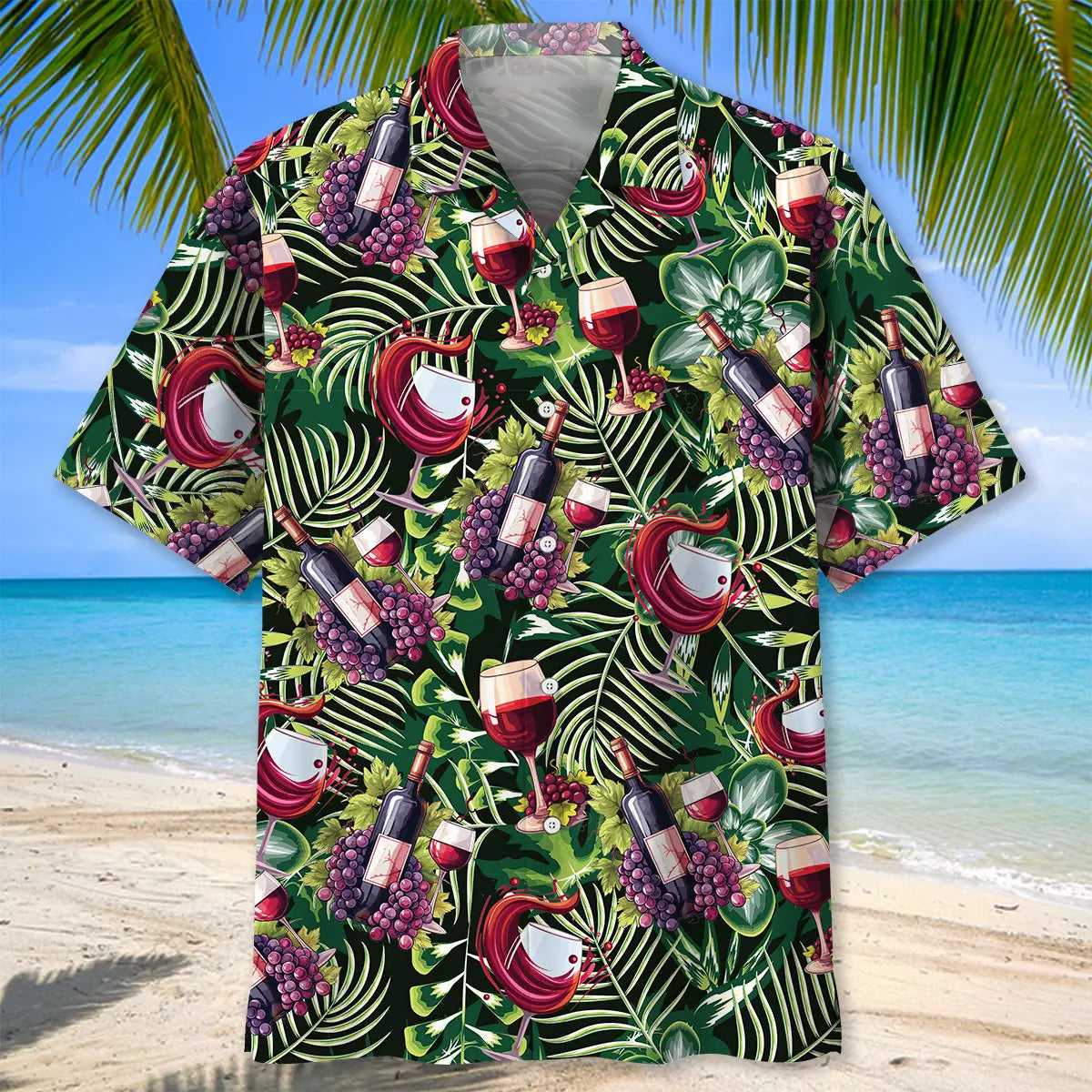 Tropical Red Wine Hawaiian Shirt