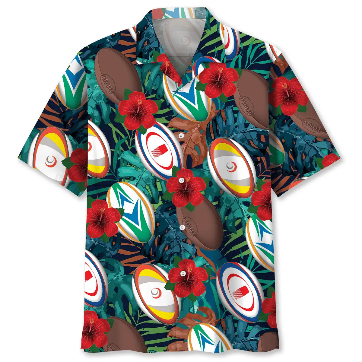 Hawaiian Shirt / Adults / S Tropical Rugby Balls Hawaiian Shirt