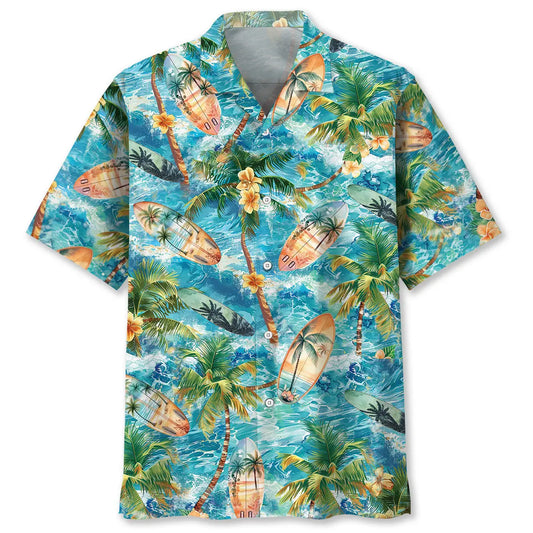 Hawaiian Shirt / Adults / S Tropical Surfing Surfboard Hawaiian Shirt