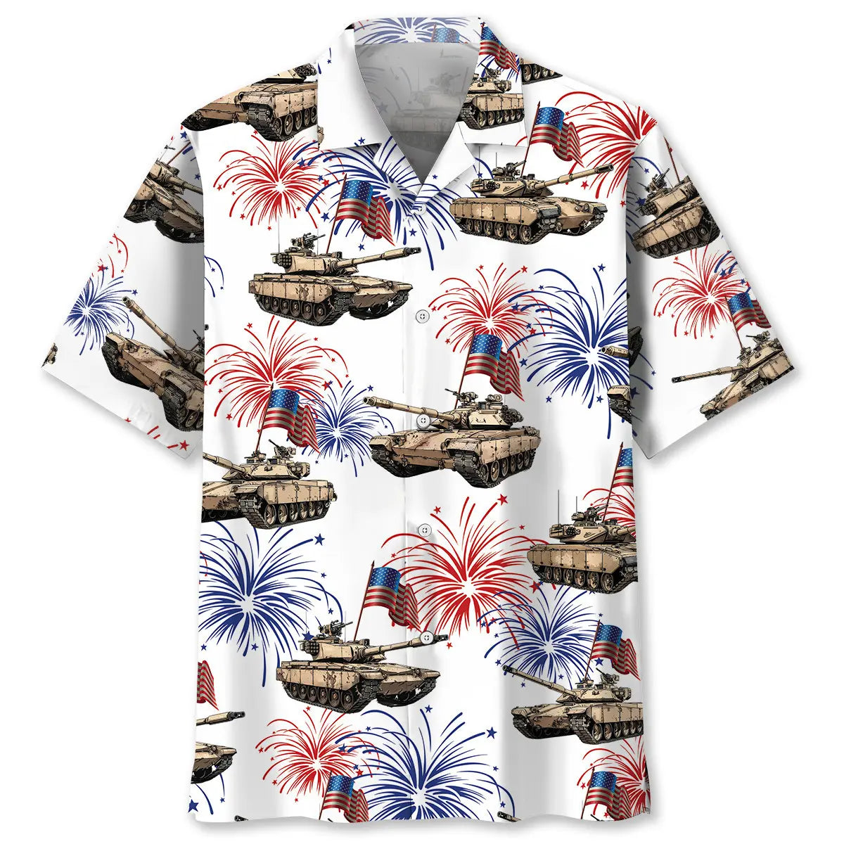 Hawaiian Shirt / Adults / S Tropical USA Tank Veteran Hawaiian Shirt