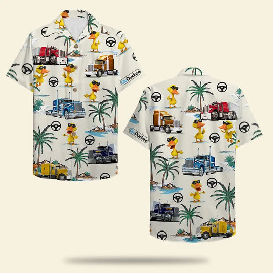 Hawaiian Shirt / Adults / S Trucker Duck Unisex Hawaiian Shirt Aloha Shirt Summer Vibe Truck &amp; Duck Pattern