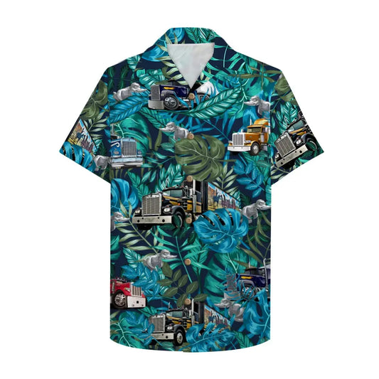 Hawaiian Shirt / Adults / S Trucker Unisex Hawaiian Shirt Aloha Shirt With Semitruck And Rubber Duck