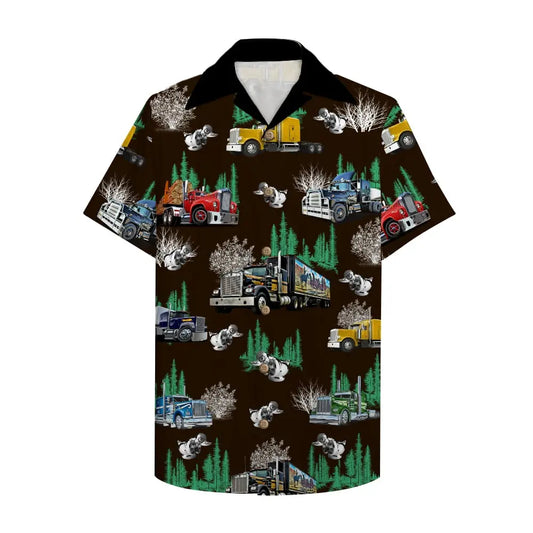 Hawaiian Shirt / Adults / S Trucker Unisex Hawaiian Shirt Aloha Shirt With Semitruck For Trucker