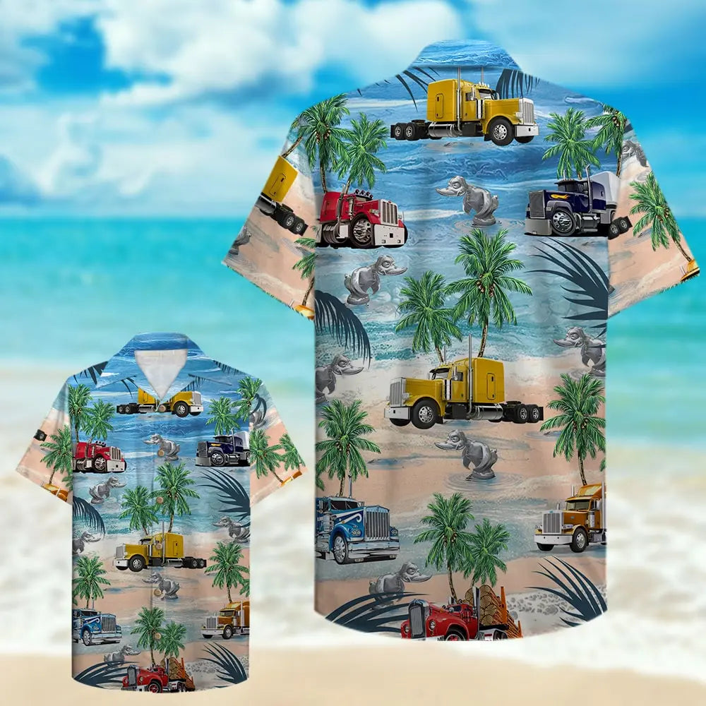 Trucker Semitruck Unisex Hawaiian Shirt Aloha Shirt