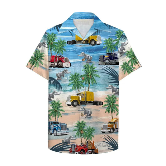 Hawaiian Shirt / Adults / S Trucker Semitruck Unisex Hawaiian Shirt Aloha Shirt