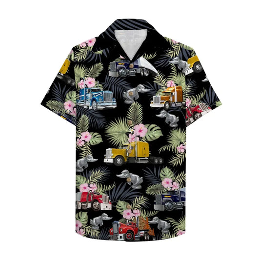 Hawaiian Shirt / Adults / S Trucker Semitruck Pattern Unisex Hawaiian Shirt Aloha Shirt