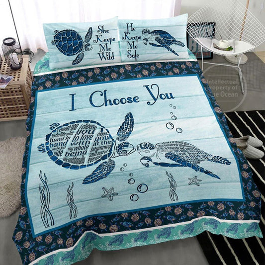 Turtle Ocean Love Bedding Cover For Coastal Bedroom Decor