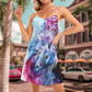 Colorful Unicorn Fantasy – Women's Summer Sleeveless V-Neck Camisole Dress