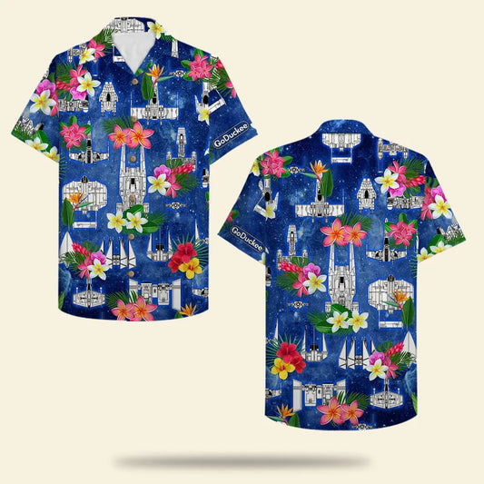Hawaiian Shirt / Adults / S Unisex Hawaiian Shirt Aloha Shirt Summer Vibe Floral Spaceship Pattern