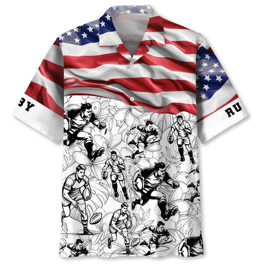 Hawaiian Shirt / Adults / S USA Rugby Button Down Hawaiian Shirt