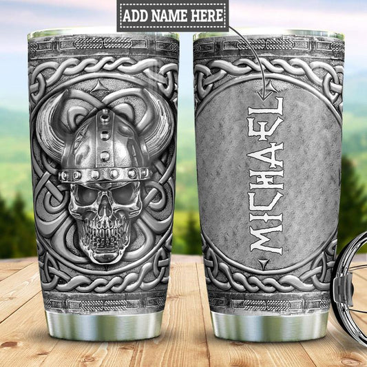 Viking Skull Silver 20 Oz Tumbler For Travel Gifts
