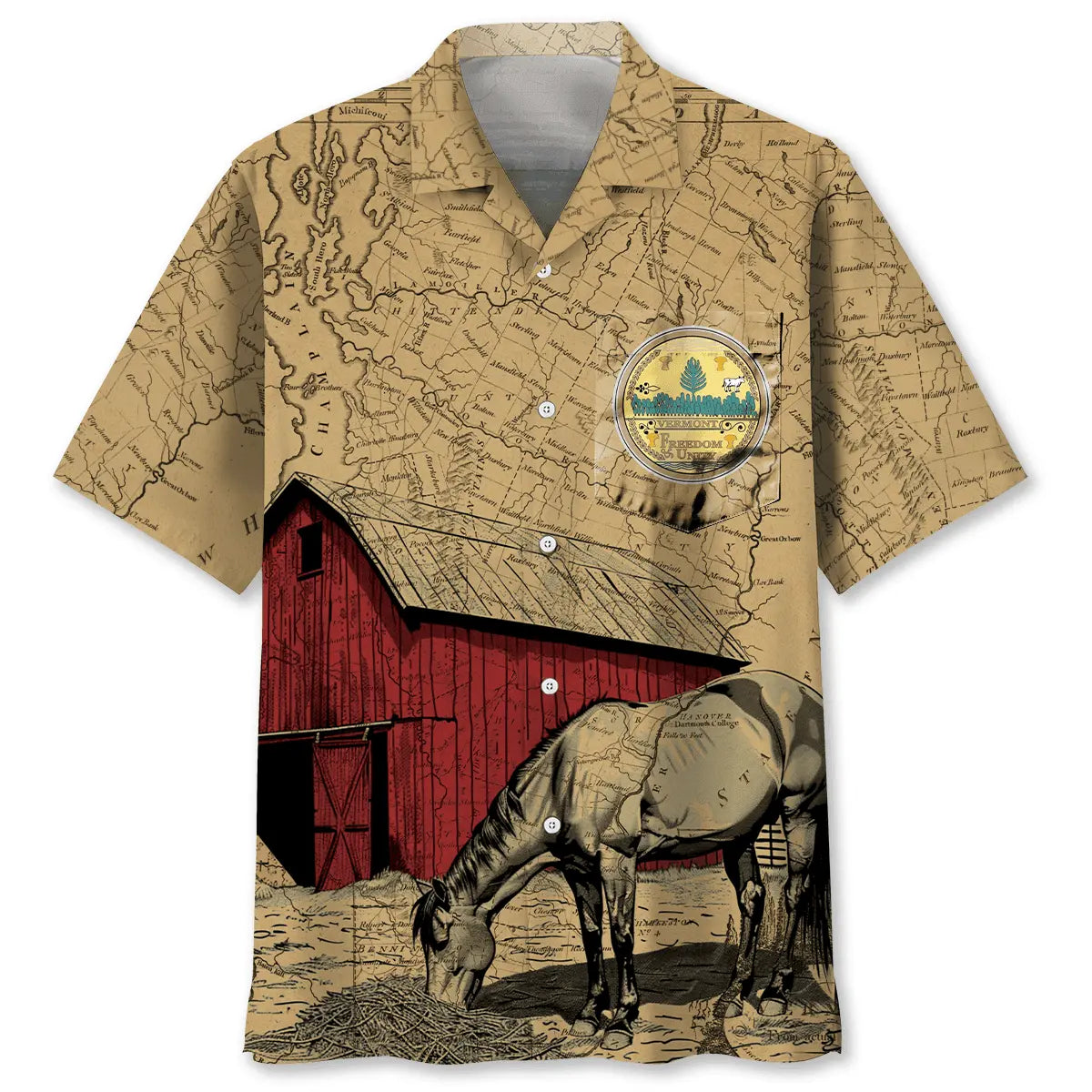 Hawaiian Shirt / Adults / S Vermont State Vintage Pocket Hawaiian Shirt