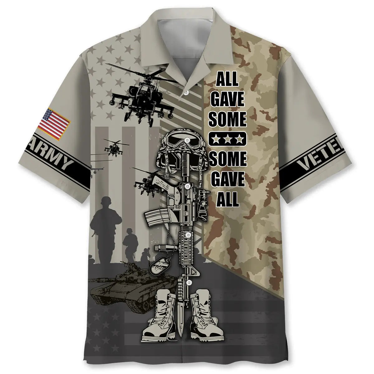 Hawaiian Shirt / Adults / S Veteran All Gave Some Some Gave All Hawaiian Shirt