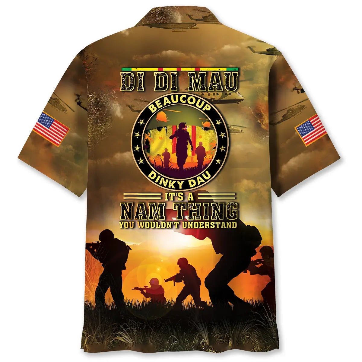 Hawaiian Shirt / Adults / S Vietnam Veteran Di Di Mau Dinky Dau Hawaiian Shirt