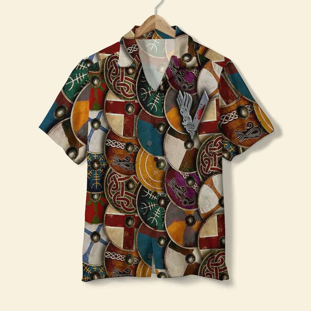 Hawaiian Shirt / Adults / S Viking Shield Pattern Unisex Hawaiian Shirt Aloha Shirt Summer Vibe