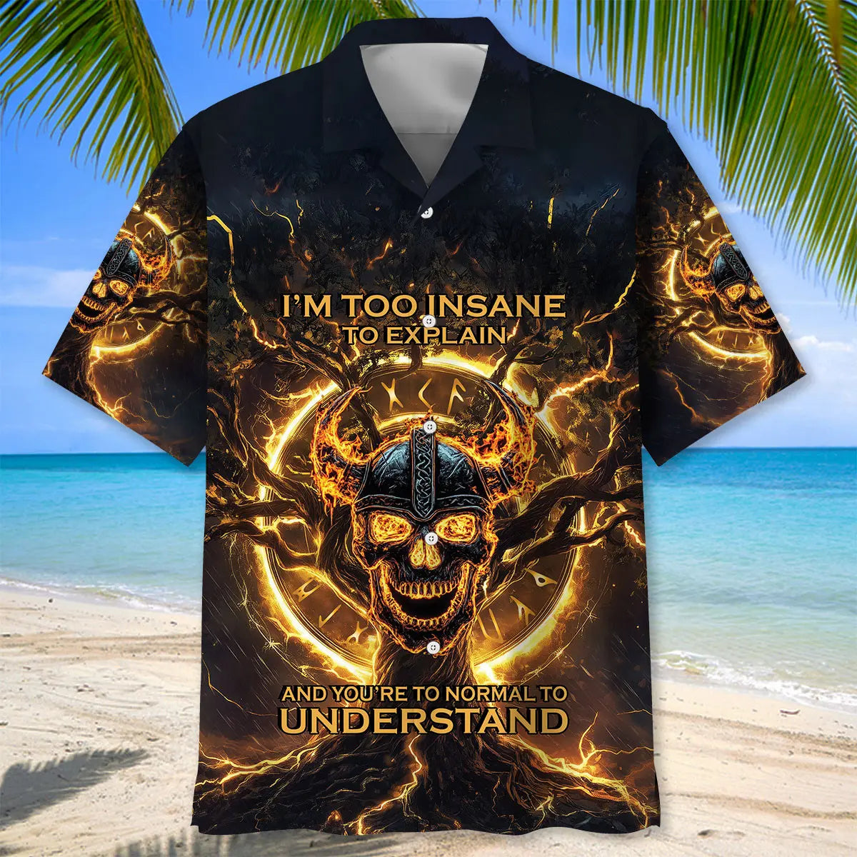 Viking Skull Flames Hawaiian Shirt