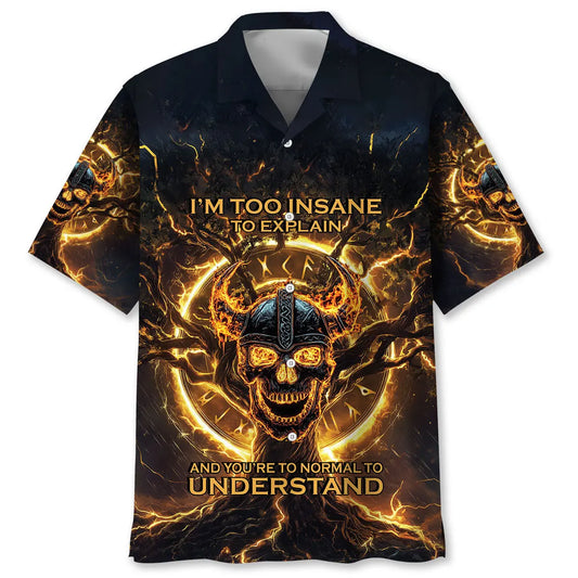 Hawaiian Shirt / Adults / S Viking Skull Flames Hawaiian Shirt