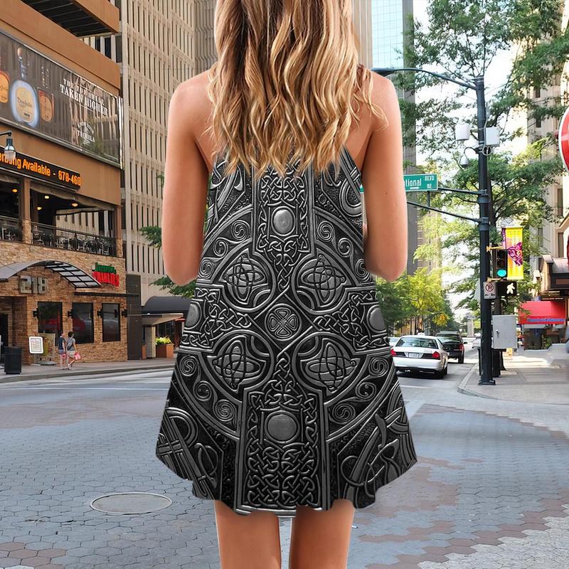 Nordic Symbol Summer Vibes Limited 4 – Women's Summer Sleeveless V-Neck Camisole Dress