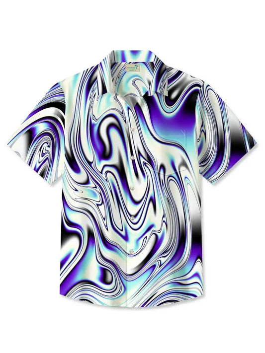 Hawaiian Shirt / Adults / S Vintage Abstract Gradient Fluid Psychedelic Print Hawaiian Shirt