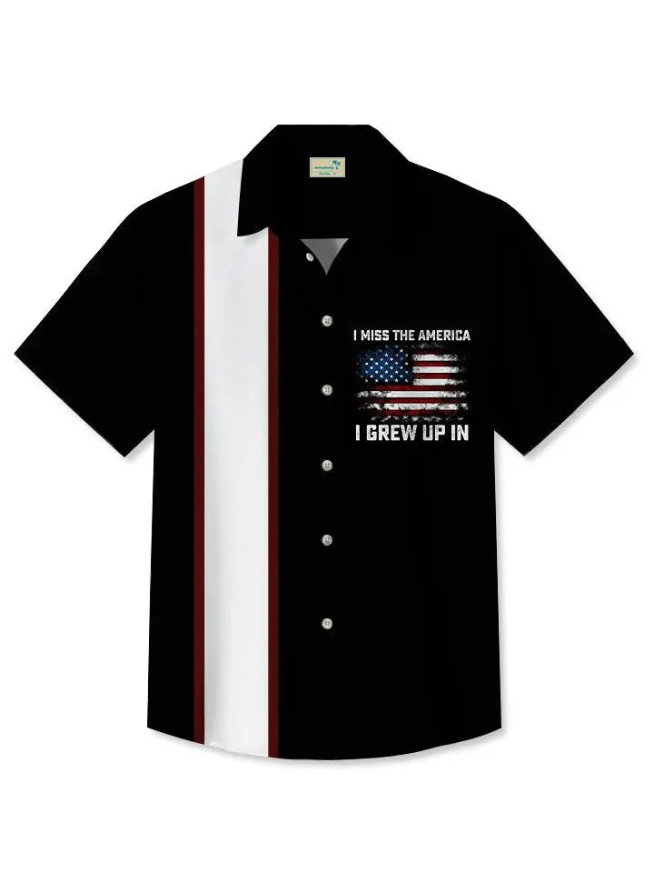 Hawaiian Shirt / Adults / S Vintage American Flag Bowling Hawaiian Shirt