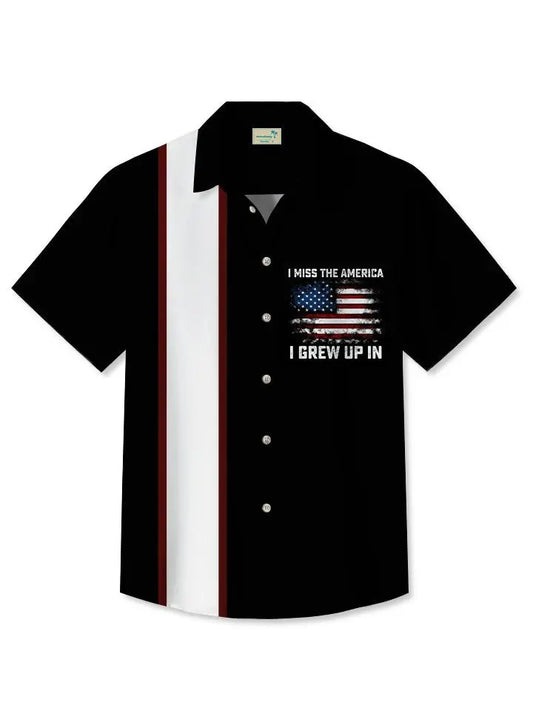 Hawaiian Shirt / Adults / S Vintage American Flag Bowling Hawaiian Shirt