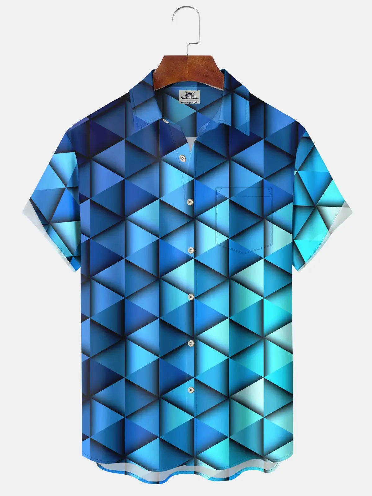 Vintage Art 3D Gradient Geometric Stretch Hawaiian Shirt