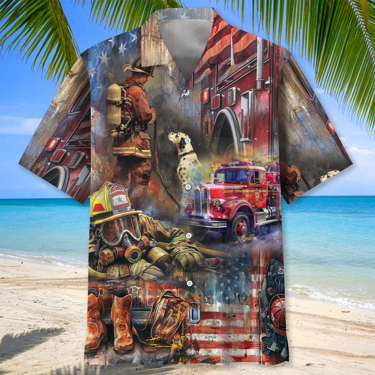 Vintage Art Firefighter Proud Hawaiian Shirt
