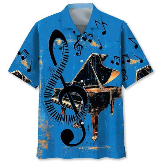 Hawaiian Shirt / Adults / S Vintage Black Grand Piano Hawaiian Shirt