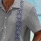 Vintage Bowling Ethnic Pattern Print Men's Seersucker Stretch Hawaiian Shirt
