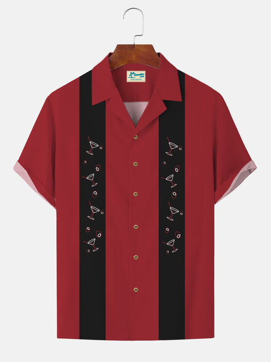 Hawaiian Shirt / Adults / S Vintage Cocktail 60S Retro Men's Bowling Aloha Hawaiian Shirt