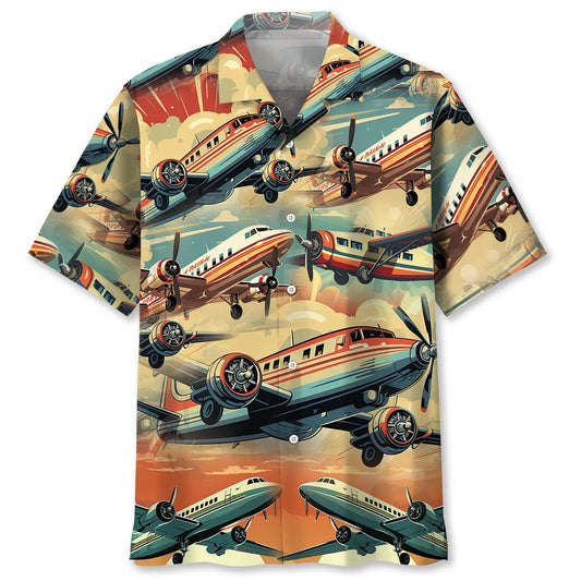 Hawaiian Shirt / Adults / S Vintage Color Airplane Hawaiian Shirt