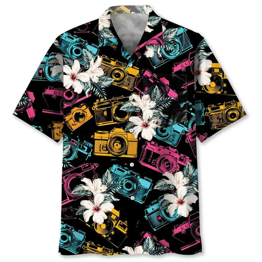Hawaiian Shirt / Adults / S Vintage Colorful Camera Hawaiian Shirt