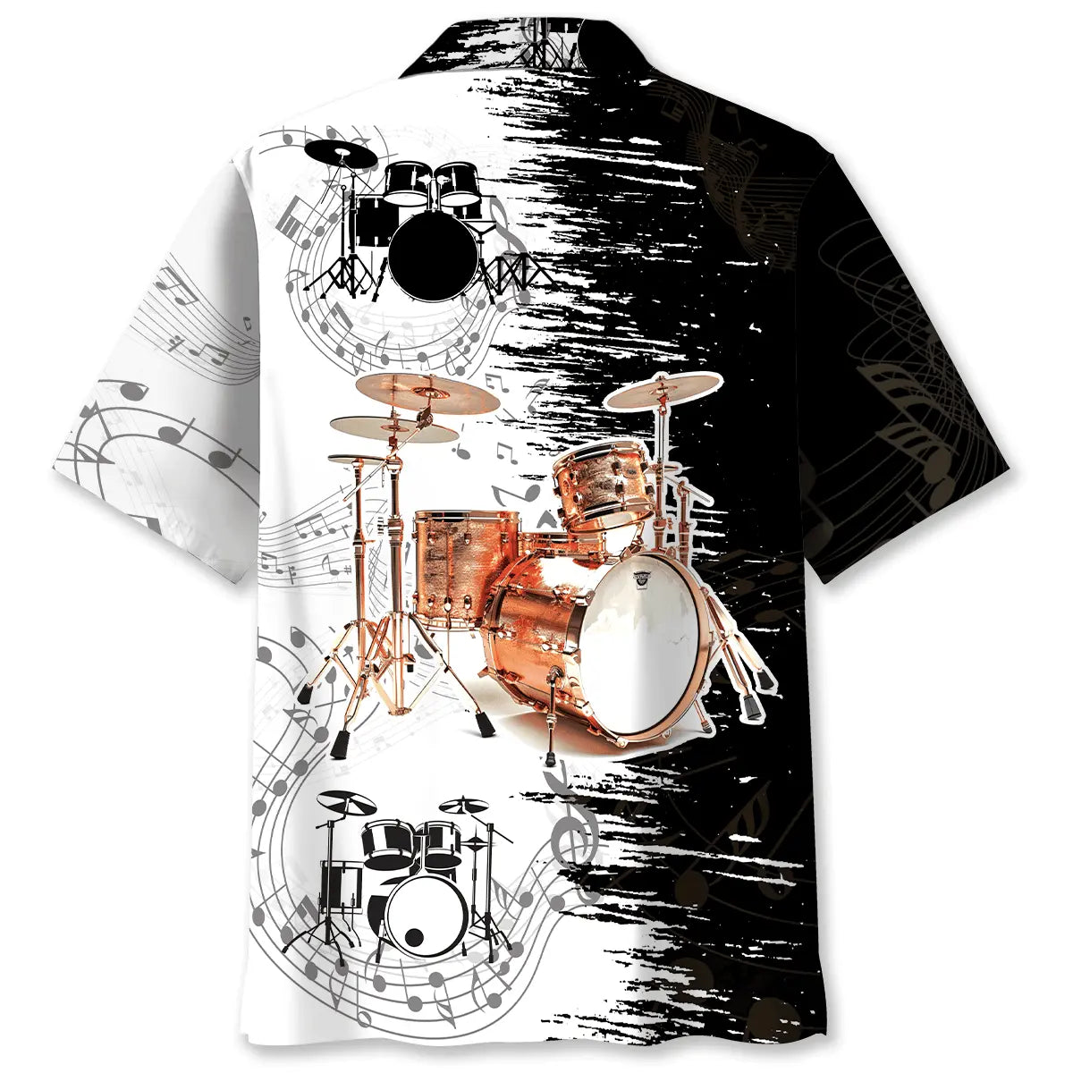 Vintage Drum Black and White Hawaiian Shirt