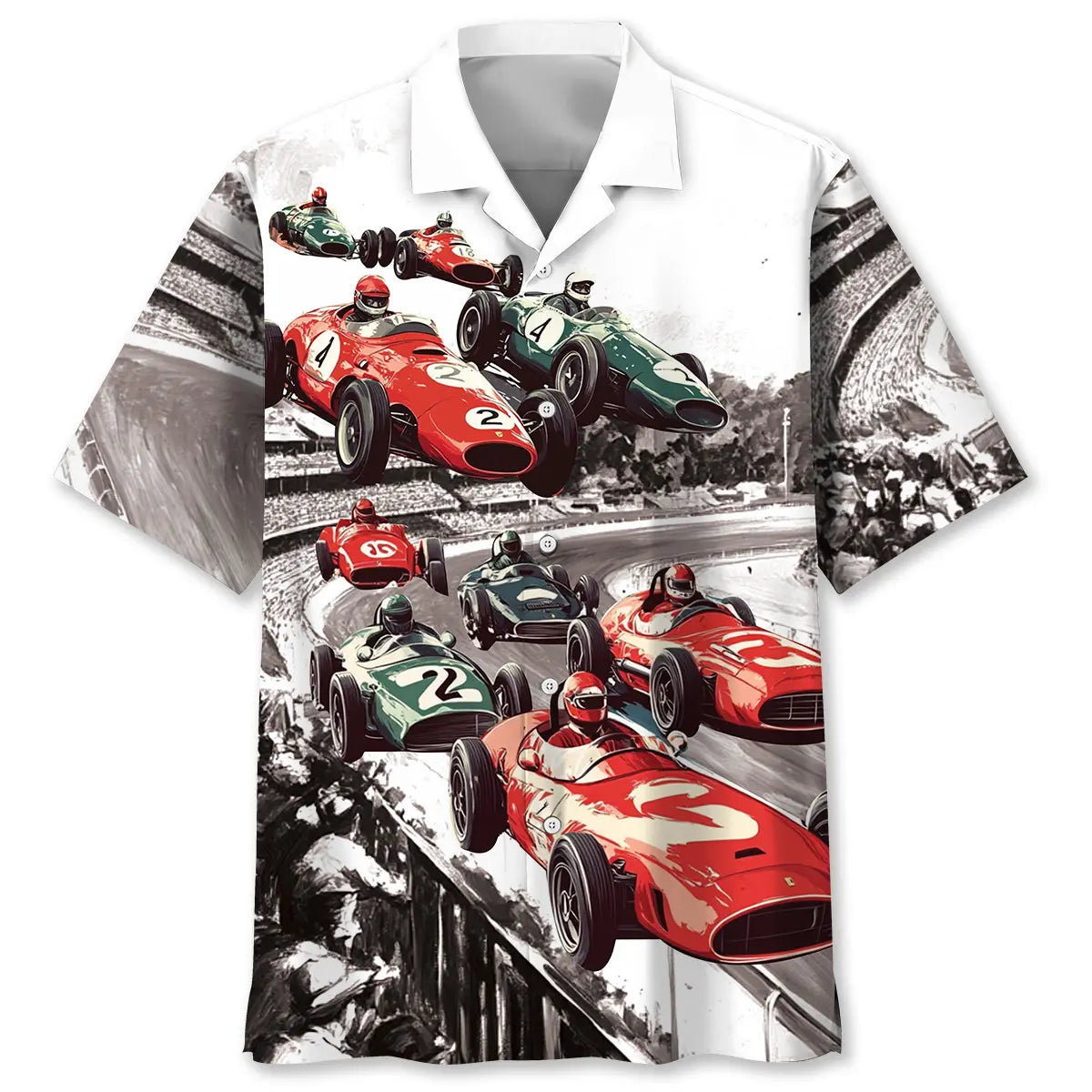 Hawaiian Shirt / Adults / S Vintage European Racing Black White Hawaiian Shirt