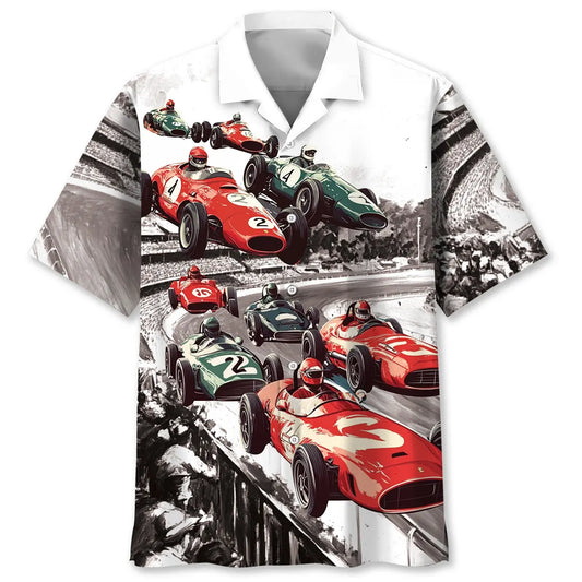 Hawaiian Shirt / Adults / S Vintage European Racing Black White Hawaiian Shirt