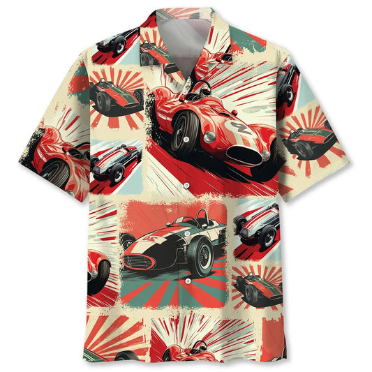Hawaiian Shirt / Adults / S Vintage European Racing Car Magazine Hawaiian Shirt