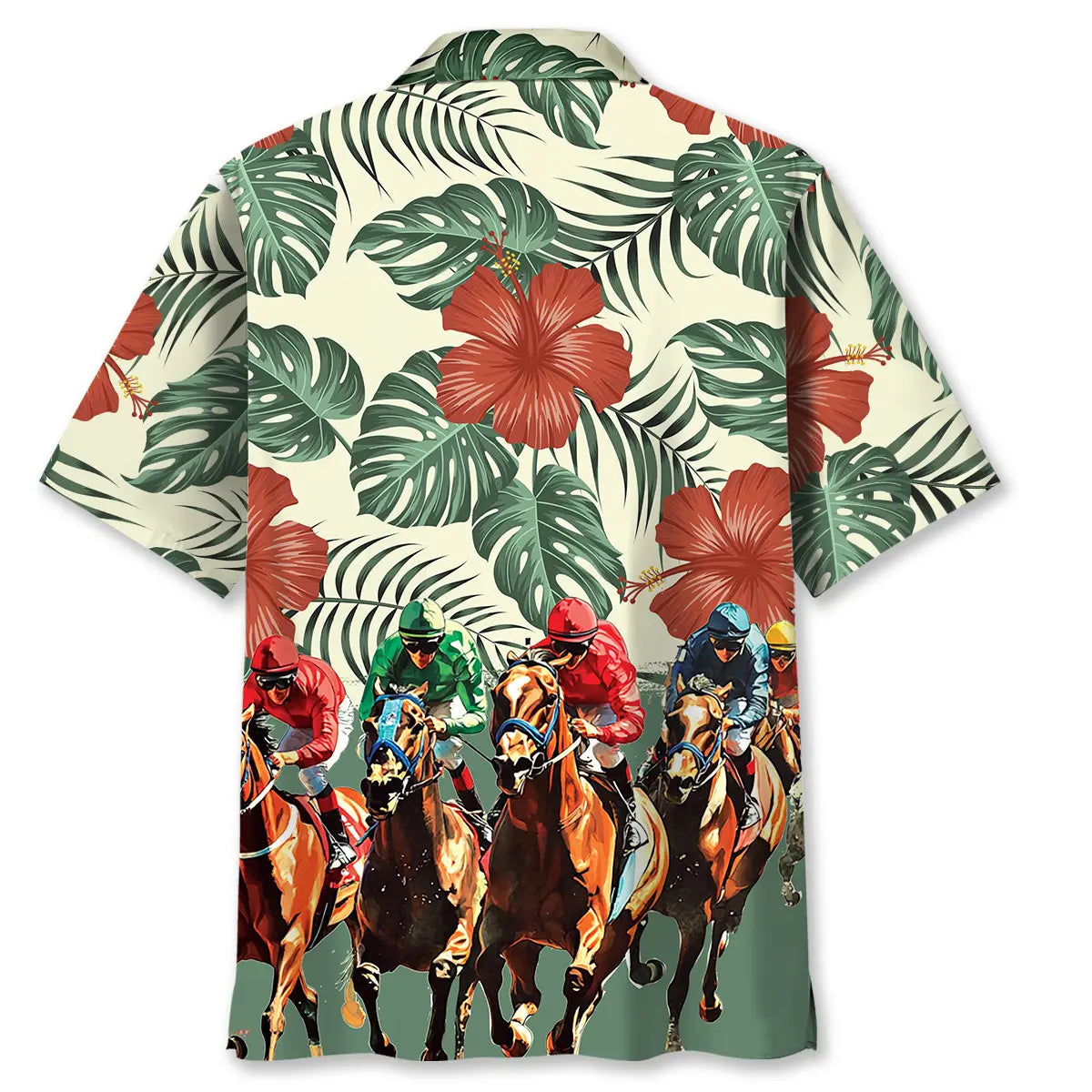 Vintage Flower Horse Racing Hawaiian Shirt