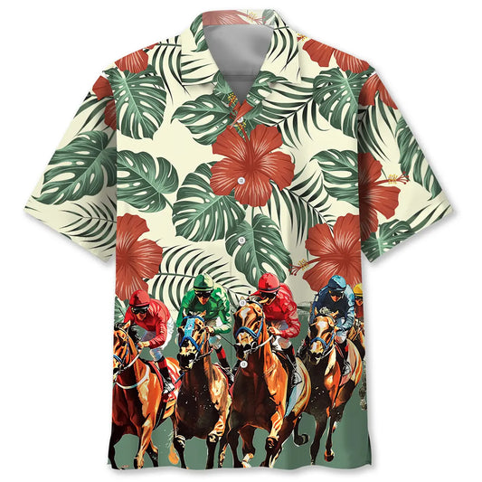 Hawaiian Shirt / Adults / S Vintage Flower Horse Racing Hawaiian Shirt