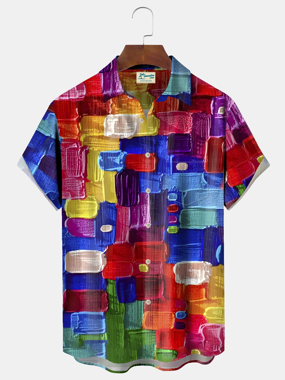 Hawaiian Shirt / Adults / S Vintage Geometric Art Print Chest Bag Men's Tall Hawaiian Shirt