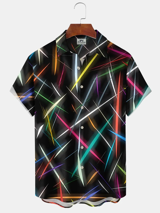 Hawaiian Shirt / Adults / S Vintage Geometric Gradient Color Stripe Hawaiian Shirt