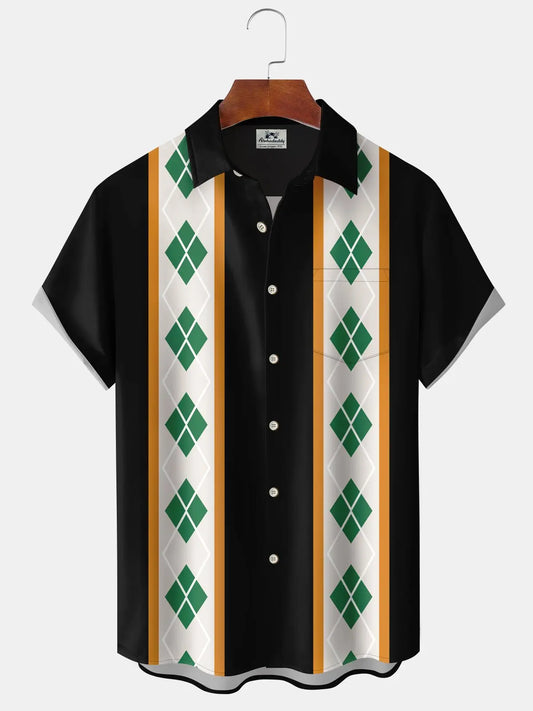 Hawaiian Shirt / Adults / S Vintage Geometric St. Patrick's Bowling Hawaiian Shirt